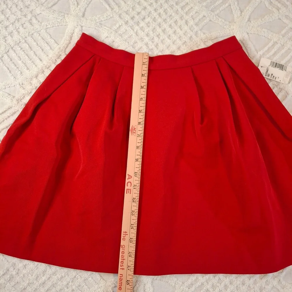 Pink‎ Tartan Tiffany Red Pleated A-Line Stretch Skirt Womens Size 8 Pockets NWT